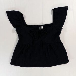 Divided H&M Top Women's Small Black Pullover Cropped Casual Stretch